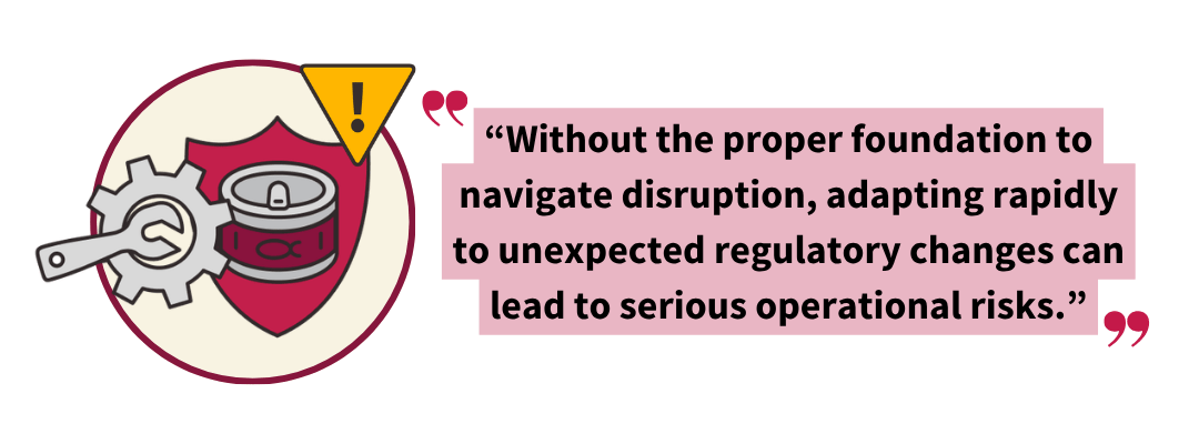Food safety training quote highlighting operational risks of adapting to regulatory changes without proper training and preparation.