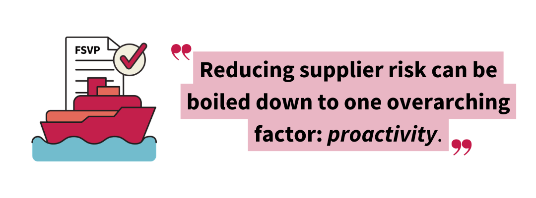 Pull quote emphasizing that reducing supplier risk in the food supply chain requires a proactive approach to compliance and verification.