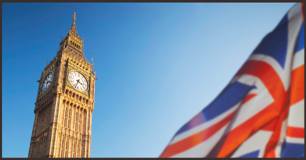 British flag flying in front of Big Ben